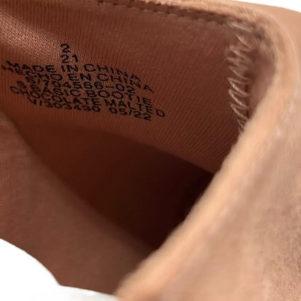 Old Navy Girls Tan Suede Rear Zip Stacked Block Heel Ankle Booties‎ Size 2